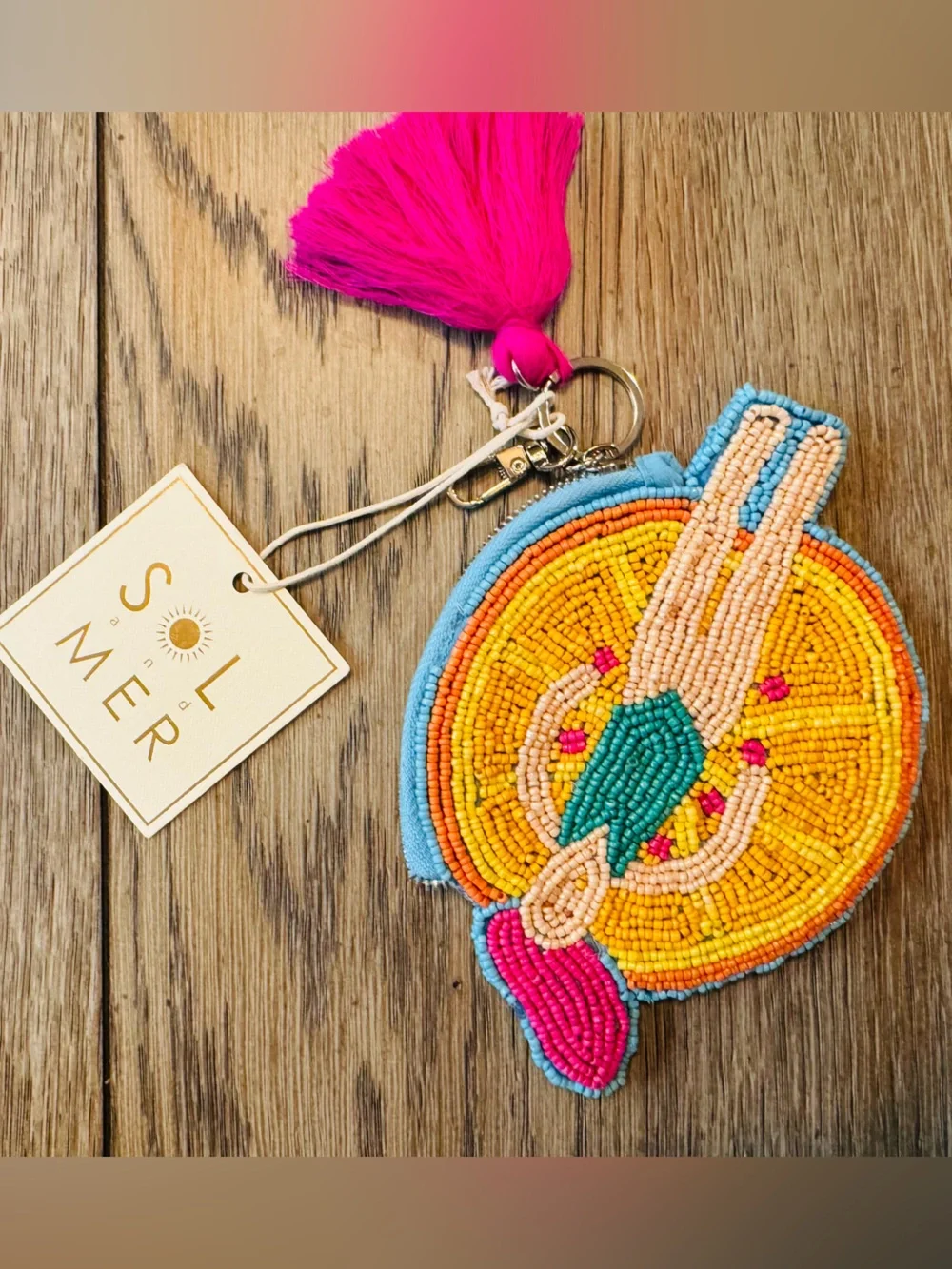 Sol And Mer Beaded Fruit Float Pouch Bag Charm Keychain